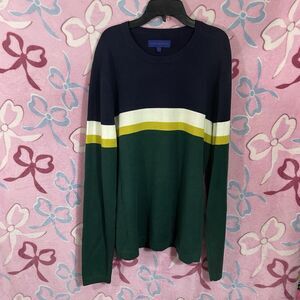 Aeropostale 09/2017 Striped Navy blue,green and yellow colorblock Sweater Large